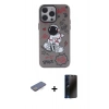 MARSİLYAN™- iPhone 13 Pro Max Kılıf Zirve Form Özel Seri - Siyah 3D Antistatik Hayalet Cam Ekran Koruyucu + Renkli Kamera Lens Koruma Cam - MI