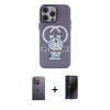 MARSİLYAN™- iPhone 13 Pro Max Kılıf Zirve Form Özel Seri - Siyah 3D Antistatik Hayalet Cam Ekran Koruyucu + Neon Fosforlu Kamera Lens - BZ