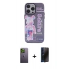 MARSİLYAN™- iPhone 13 Pro Max Kılıf Zirve Form Özel Seri - Siyah 3D Antistatik Hayalet Cam Ekran Koruyucu + Neon Fosforlu Kamera Lens - YL