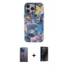 MARSİLYAN™- iPhone 13 Pro Max Kılıf Zirve Form Özel Seri - Siyah 3D Antistatik Hayalet Cam Ekran Koruyucu + Neon Fosforlu Kamera Lens - MI