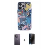 MARSİLYAN™- iPhone 13 Pro Max Kılıf Zirve Form Özel Seri - Siyah 3D Antistatik Hayalet Cam Ekran Koruyucu + Neon Fosforlu Kamera Lens - BZ