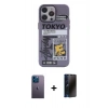 MARSİLYAN™- iPhone 13 Pro Max Kılıf Zirve Form Özel Seri - Siyah 3D Antistatik Hayalet Cam Ekran Koruyucu + Neon Fosforlu Kamera Lens - MI