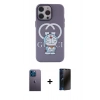 MARSİLYAN™- iPhone 13 Pro Max Kılıf Zirve Form Özel Seri - Siyah 3D Antistatik Hayalet Cam Ekran Koruyucu + Neon Fosforlu Kamera Lens - MI