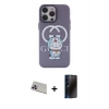 MARSİLYAN™- iPhone 13 Pro Max Kılıf Zirve Form Özel Seri - Siyah 3D Antistatik Hayalet Cam Ekran Koruyucu + Rainbow Kamera Lens Koruma Cam - MR