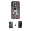 MARSİLYAN™- iPhone 13 Pro Max Kılıf Zirve Form Özel Seri - Siyah 3D Antistatik Hayalet Cam Ekran Koruyucu + Neon Fosforlu Kamera Lens - MI