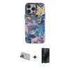 MARSİLYAN™- iPhone 13 Pro Max Kılıf Zirve Form Özel Seri - Siyah 3D Antistatik Hayalet Cam Ekran Koruyucu + Rainbow Kamera Lens Koruma Cam - MR