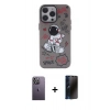 MARSİLYAN™- iPhone 13 Pro Max Kılıf Zirve Form Özel Seri - Siyah 3D Antistatik Hayalet Cam Ekran Koruyucu + Neon Fosforlu Kamera Lens - BZ