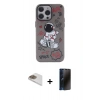 MARSİLYAN™- iPhone 13 Pro Max Kılıf Zirve Form Özel Seri - Siyah 3D Antistatik Hayalet Cam Ekran Koruyucu + Pers Alüminyum Kamera Lens - GD