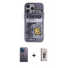 MARSİLYAN™- iPhone 13 Pro Max Kılıf Zirve Form Özel Seri - Siyah Bilvis 3D Cam Ekran Koruyucu + Mavi Neon Fosforlu Kamera Lens