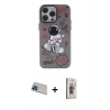 MARSİLYAN™- iPhone 13 Pro Max Kılıf Zirve Form Özel Seri - Siyah Bilvis 3D Cam Ekran Koruyucu + Mavi Rainbow Kamera Lens Koruma Cam