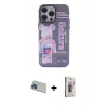 MARSİLYAN™- iPhone 13 Pro Max Kılıf Zirve Form Özel Seri - Siyah Bilvis 3D Cam Ekran Koruyucu + Mavi Rainbow Kamera Lens Koruma Cam