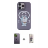 MARSİLYAN™- iPhone 13 Pro Max Kılıf Zirve Form Özel Seri - Siyah Bilvis 3D Cam Ekran Koruyucu + Yeşil Neon Fosforlu Kamera Lens