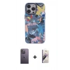 MARSİLYAN™- iPhone 13 Pro Max Kılıf Zirve Form Özel Seri - Siyah Bilvis 3D Mat Cam Ekran Koruyucu + Neon Fosforlu Kamera Lens - BZ