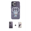 MARSİLYAN™- iPhone 13 Pro Max Kılıf Zirve Form Özel Seri - Siyah Bilvis 3D Mat Cam Ekran Koruyucu + Neon Fosforlu Kamera Lens - BZ