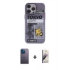 MARSİLYAN™- iPhone 13 Pro Max Kılıf Zirve Form Özel Seri - Siyah Bilvis 3D Mat Cam Ekran Koruyucu + Mavi Neon Fosforlu Kamera Lens