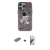 MARSİLYAN™- iPhone 13 Pro Max Kılıf Zirve Form Özel Seri - Siyah Bilvis 3D Mat Cam Ekran Koruyucu + Renkli Kamera Lens Koruma Cam - PE