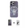 MARSİLYAN™- iPhone 13 Pro Max Kılıf Zirve Form Özel Seri - Siyah Bilvis 3D Mat Cam Ekran Koruyucu + Neon Fosforlu Kamera Lens - YL