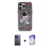 MARSİLYAN™- iPhone 13 Pro Max Kılıf Zirve Form Özel Seri - Siyah Bilvis 5in1 3D Magic Cam Ekran Koruyucu + Neon Fosforlu Kamera Lens - MI