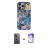 MARSİLYAN™- iPhone 13 Pro Max Kılıf Zirve Form Özel Seri - Siyah Bilvis 5in1 3D Magic Cam Ekran Koruyucu + Neon Fosforlu Kamera Lens - YL