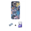 MARSİLYAN™- iPhone 13 Pro Max Kılıf Zirve Form Özel Seri - Siyah Bilvis 5in1 5D Magic Hayalet Cam Ekran Koruyucu + Mavi Shine Kamera Lens Koruma Cam