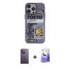 MARSİLYAN™- iPhone 13 Pro Max Kılıf Zirve Form Özel Seri - Siyah Bilvis 5in1 5D Magic Hayalet Cam Ekran Koruyucu + Neon Fosforlu Kamera Lens - BZ