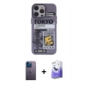 MARSİLYAN™- iPhone 13 Pro Max Kılıf Zirve Form Özel Seri - Siyah Bilvis 5in1 5D Magic Hayalet Cam Ekran Koruyucu + Mavi Neon Fosforlu Kamera Lens