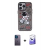 MARSİLYAN™- iPhone 13 Pro Max Kılıf Zirve Form Özel Seri - Siyah Bilvis 5in1 5D Magic Hayalet Cam Ekran Koruyucu + Mavi Neon Fosforlu Kamera Lens