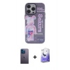 MARSİLYAN™- iPhone 13 Pro Max Kılıf Zirve Form Özel Seri - Siyah Bilvis 5in1 5D Magic Hayalet Cam Ekran Koruyucu + Mavi Neon Fosforlu Kamera Lens