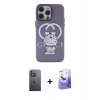 MARSİLYAN™- iPhone 13 Pro Max Kılıf Zirve Form Özel Seri - Siyah Bilvis 5in1 5D Magic Hayalet Cam Ekran Koruyucu + Neon Fosforlu Kamera Lens - BZ