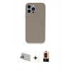 MARSİLYAN™- iPhone 13 Pro Max Kılıf Zirve Modern Özel Seri - Şeffaf Maxco Cam Ekran Koruyucu + Beyaz Rainbow Kamera Lens Koruma Cam