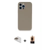 MARSİLYAN™- iPhone 13 Pro Max Kılıf Zirve Modern Özel Seri - Şeffaf Maxco Cam Ekran Koruyucu + Gold Pers Alüminyum Kamera Lens