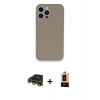 MARSİLYAN™- iPhone 13 Pro Max Kılıf Zirve Modern Özel Seri - Şeffaf Maxco Cam Ekran Koruyucu + Raze Metal Kamera Lens - GD