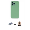 MARSİLYAN™- iPhone 13 Pro Max Kılıf Zirve Modern Özel Seri - Şeffaf Maxco Cam Ekran Koruyucu + Renkli Kamera Lens Koruma Cam - YL