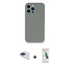 MARSİLYAN™- iPhone 13 Pro Max Kılıf Zirve Modern Özel Seri - Şeffaf Pasifik Cam Ekran Koruyucu + Lacivert Pers Alüminyum Kamera Lens