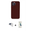 MARSİLYAN™- iPhone 13 Pro Max Kılıf Zirve Modern Özel Seri - Şeffaf Pasifik Cam Ekran Koruyucu + Lacivert Pers Alüminyum Kamera Lens