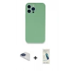MARSİLYAN™- iPhone 13 Pro Max Kılıf Zirve Modern Özel Seri - Şeffaf Pasifik Cam Ekran Koruyucu + Lacivert Pers Alüminyum Kamera Lens
