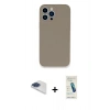 MARSİLYAN™- iPhone 13 Pro Max Kılıf Zirve Modern Özel Seri - Şeffaf Pasifik Cam Ekran Koruyucu + Lacivert Pers Alüminyum Kamera Lens