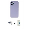 MARSİLYAN™- iPhone 13 Pro Max Kılıf Zirve Modern Özel Seri - Şeffaf Pasifik Cam Ekran Koruyucu + Lacivert Pers Alüminyum Kamera Lens