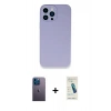 MARSİLYAN™- iPhone 13 Pro Max Kılıf Zirve Modern Özel Seri - Şeffaf Pasifik Cam Ekran Koruyucu + Mavi Neon Fosforlu Kamera Lens