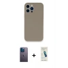 MARSİLYAN™- iPhone 13 Pro Max Kılıf Zirve Modern Özel Seri - Şeffaf Pasifik Cam Ekran Koruyucu + Mavi Neon Fosforlu Kamera Lens