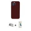 MARSİLYAN™- iPhone 13 Pro Max Kılıf Zirve Modern Özel Seri - Şeffaf Pasifik Cam Ekran Koruyucu + Mor Rainbow Kamera Lens Koruma Cam