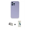 MARSİLYAN™- iPhone 13 Pro Max Kılıf Zirve Modern Özel Seri - Şeffaf Pasifik Cam Ekran Koruyucu + Mor Rainbow Kamera Lens Koruma Cam