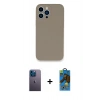 MARSİLYAN™- iPhone 13 Pro Max Kılıf Zirve Modern Özel Seri - Siyah 18D Cam Ekran Koruyucu + Neon Fosforlu Kamera Lens - MI
