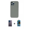 MARSİLYAN™- iPhone 13 Pro Max Kılıf Zirve Modern Özel Seri - Siyah 18D Cam Ekran Koruyucu + Neon Fosforlu Kamera Lens - MI