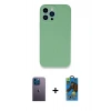 MARSİLYAN™- iPhone 13 Pro Max Kılıf Zirve Modern Özel Seri - Siyah 18D Cam Ekran Koruyucu + Neon Fosforlu Kamera Lens - MI