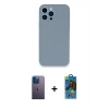 MARSİLYAN™- iPhone 13 Pro Max Kılıf Zirve Modern Özel Seri - Siyah 18D Cam Ekran Koruyucu + Neon Fosforlu Kamera Lens - MI