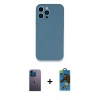 MARSİLYAN™- iPhone 13 Pro Max Kılıf Zirve Modern Özel Seri - Siyah 18D Cam Ekran Koruyucu + Neon Fosforlu Kamera Lens - MI