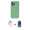 MARSİLYAN™- iPhone 13 Pro Max Kılıf Zirve Modern Özel Seri - Siyah 18D Cam Ekran Koruyucu + Shine Kamera Lens - GD