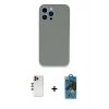 MARSİLYAN™- iPhone 13 Pro Max Kılıf Zirve Modern Özel Seri - Siyah 18D Cam Ekran Koruyucu + Shine Kamera Lens - GD