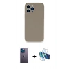 MARSİLYAN™- iPhone 13 Pro Max Kılıf Zirve Modern Özel Seri - Siyah 3D Antistatik Cam Ekran Koruyucu + Neon Fosforlu Kamera Lens - MI